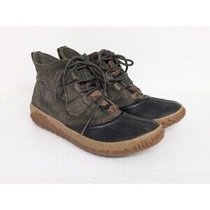 Sorel  Out N About Alpine Tundra Olive Suede Camo Women Green Duck Boots Sz 7